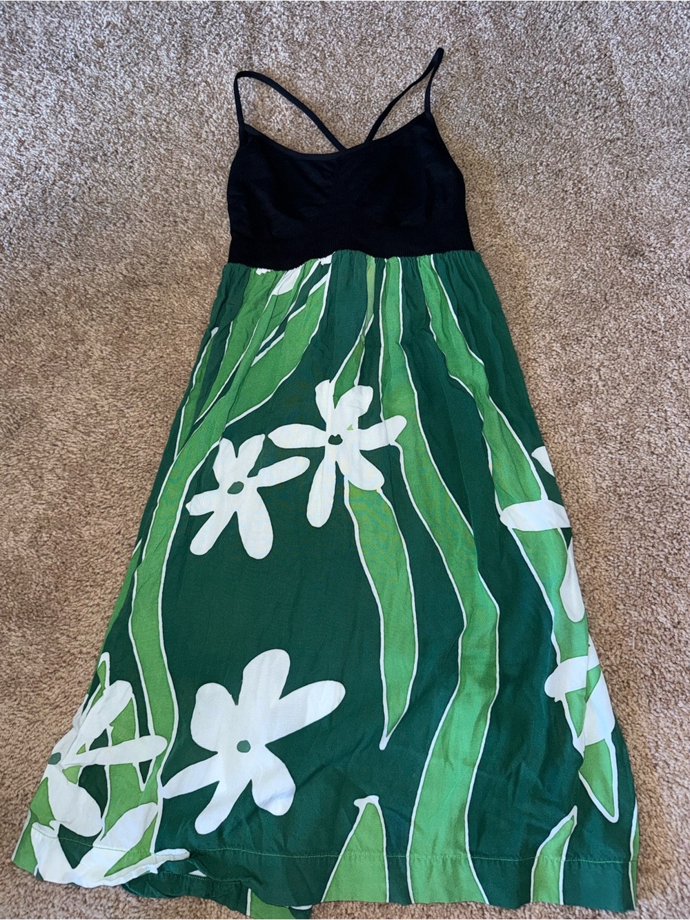 Black & Green Floral Maxi Dress